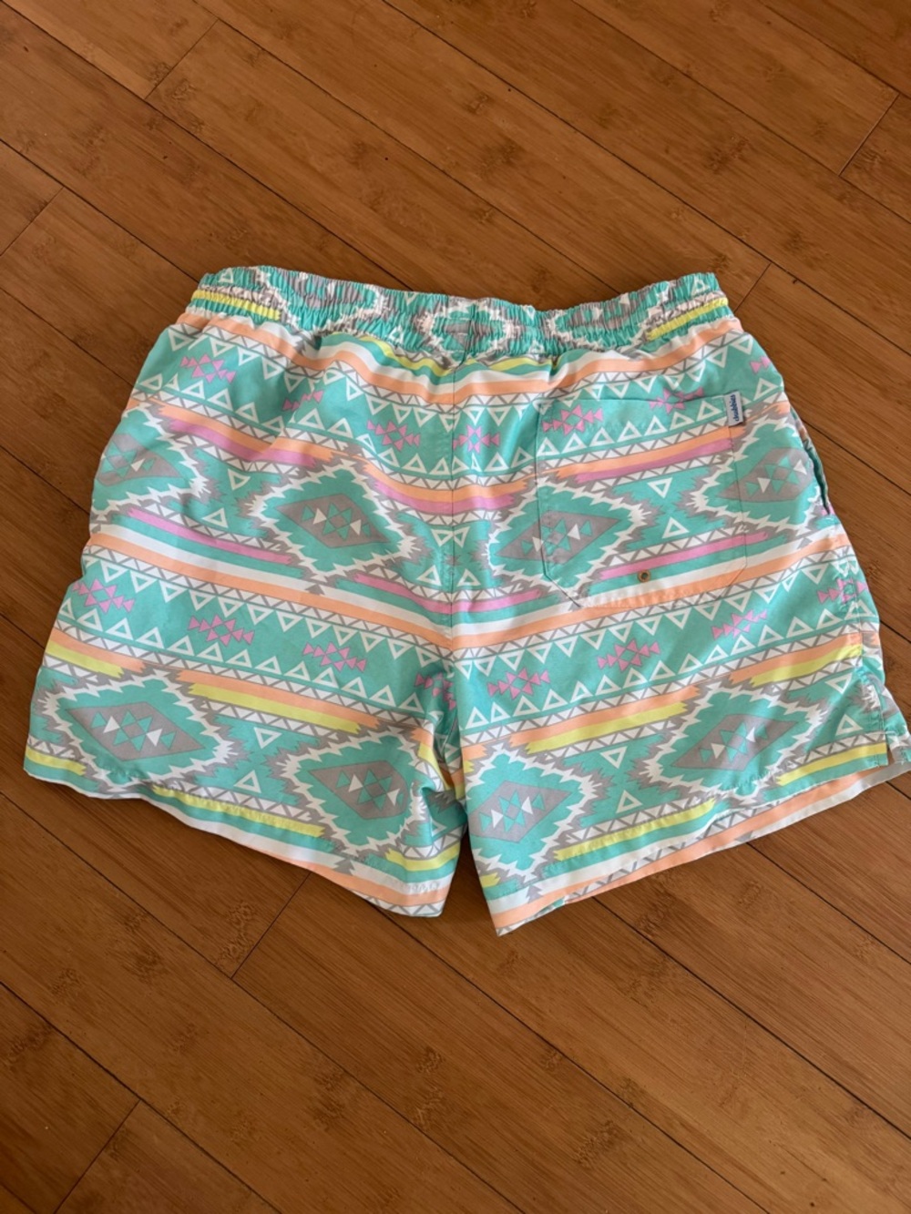 Chubbies Swim Trunks in Mint with Pink and Yellow Accents - Picture 2 of 3